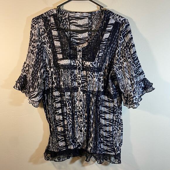 Signature By Larry Levine Black White Top Size Medium - Picture 7 of 10